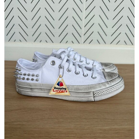 ⭐Rare Converse Chuck 70 Stud Low Edge 9 Womens Shoes Sneakers White Punk A07208C - Picture 7 of 13